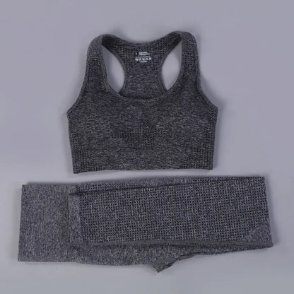 2 Piece Sets Womens Ribbed Yoga Sets Fitness Bra and Seamless High Waisted Sports Leggings Workout Clothes for Women Jogger Suit