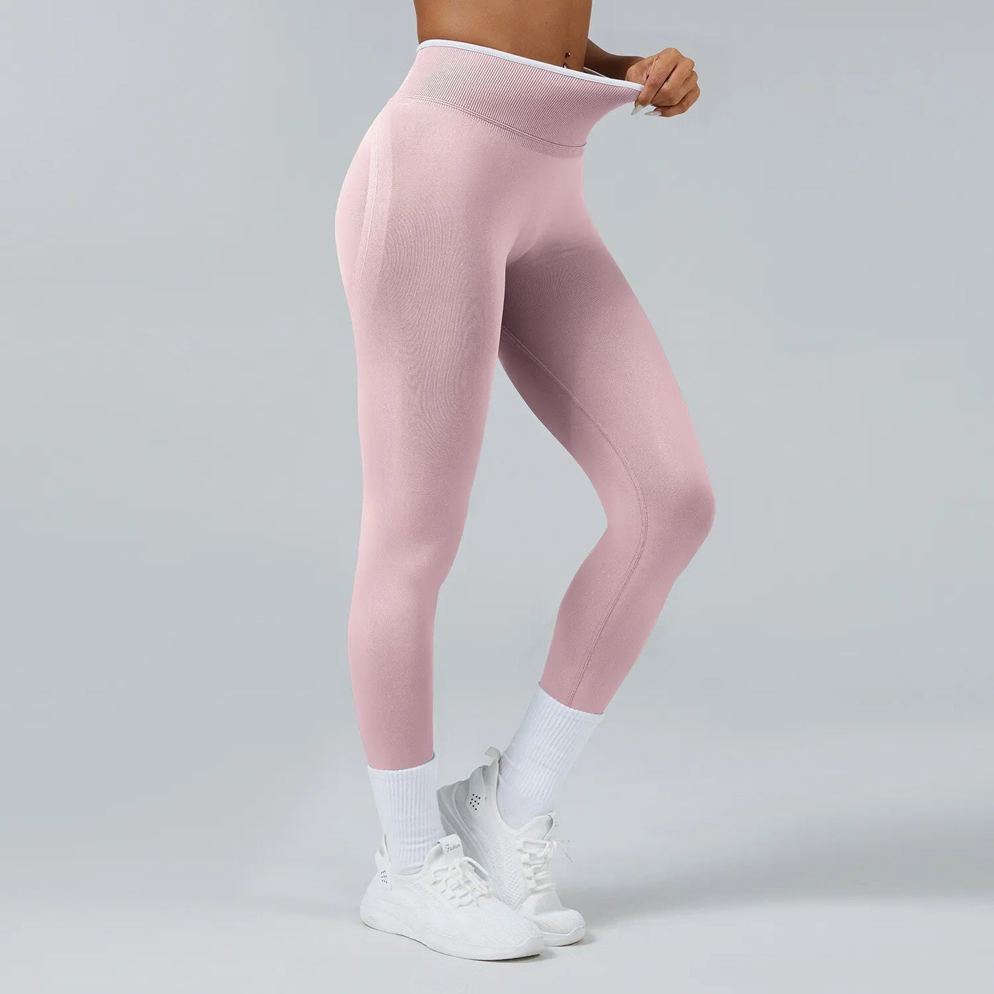 Pantalones ceñidos de punto sin costuras de talle alto con realce de cadera, leggings elásticos para yoga, correr, gimnasio al aire libre, mallas de ejercicio