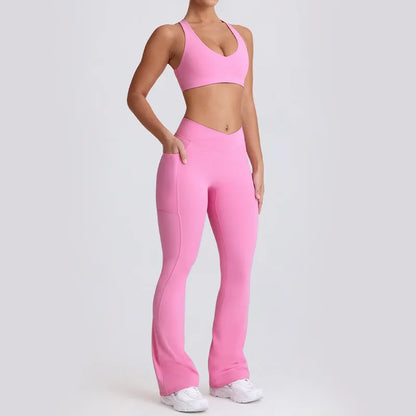 Women's Seamless Yoga Outfit Set Sports Bra Camisole Pants for Outdoor Fitness Gym Workout High Waist Tummy Control Active Women