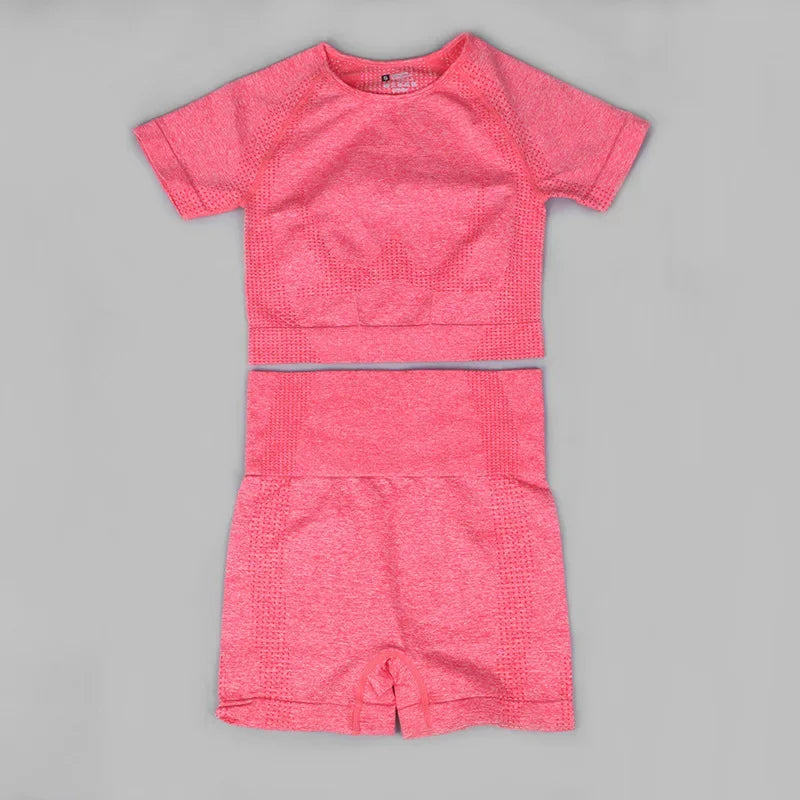 Chándal de mujer, conjunto de dos piezas, conjuntos deportivos para mujer, shorts y top para fitness, gimnasio, monos, conjunto de ropa de yoga sin costuras