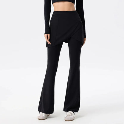 Yoga Pants for Women with High Waist Anti-exposure Fake Two-piece Hip Lifting Exercise Pants for Belly-tight Wide-leg Leggings