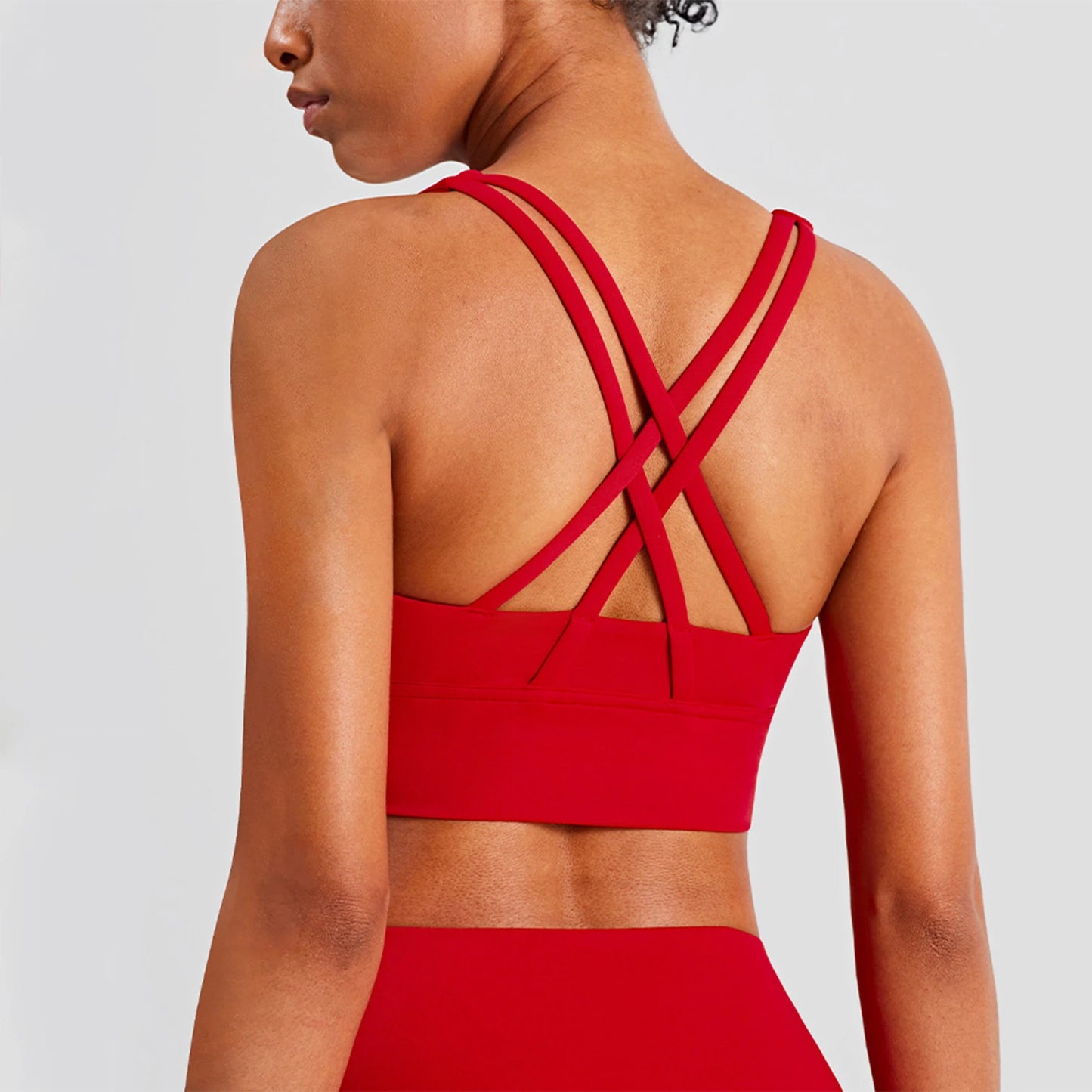 Sujetador deportivo de yoga Naked Feel para mujer - Top sin mangas con almohadillas y espalda cruzada para yoga, fitness, gimnasio