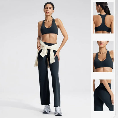 Conjunto de ropa de yoga para mujer - Ropa deportiva para gimnasio, correr, descansar y entrenar, traje elástico de fitness, conjunto atlético de dos piezas