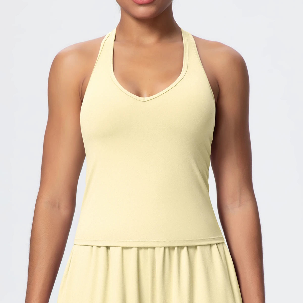 Women's Yoga Vest - Solid Color Slim-Fit Sports Top with Thin Shoulder Straps, Gym, Running, Pilates & Workout Athletic Tank Top