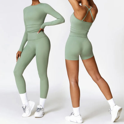 Women's Tight Yoga Tracksuit Workout Activewear 2 Piece Set for Winter Outdoor Running Athletic Sports Suit for Women