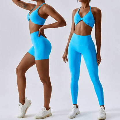 Conjunto de yoga sin costuras de 2 piezas para mujer, conjunto de entrenamiento, ropa deportiva femenina, top, sujetador deportivo, leggings, ropa activa de gimnasio para mujer