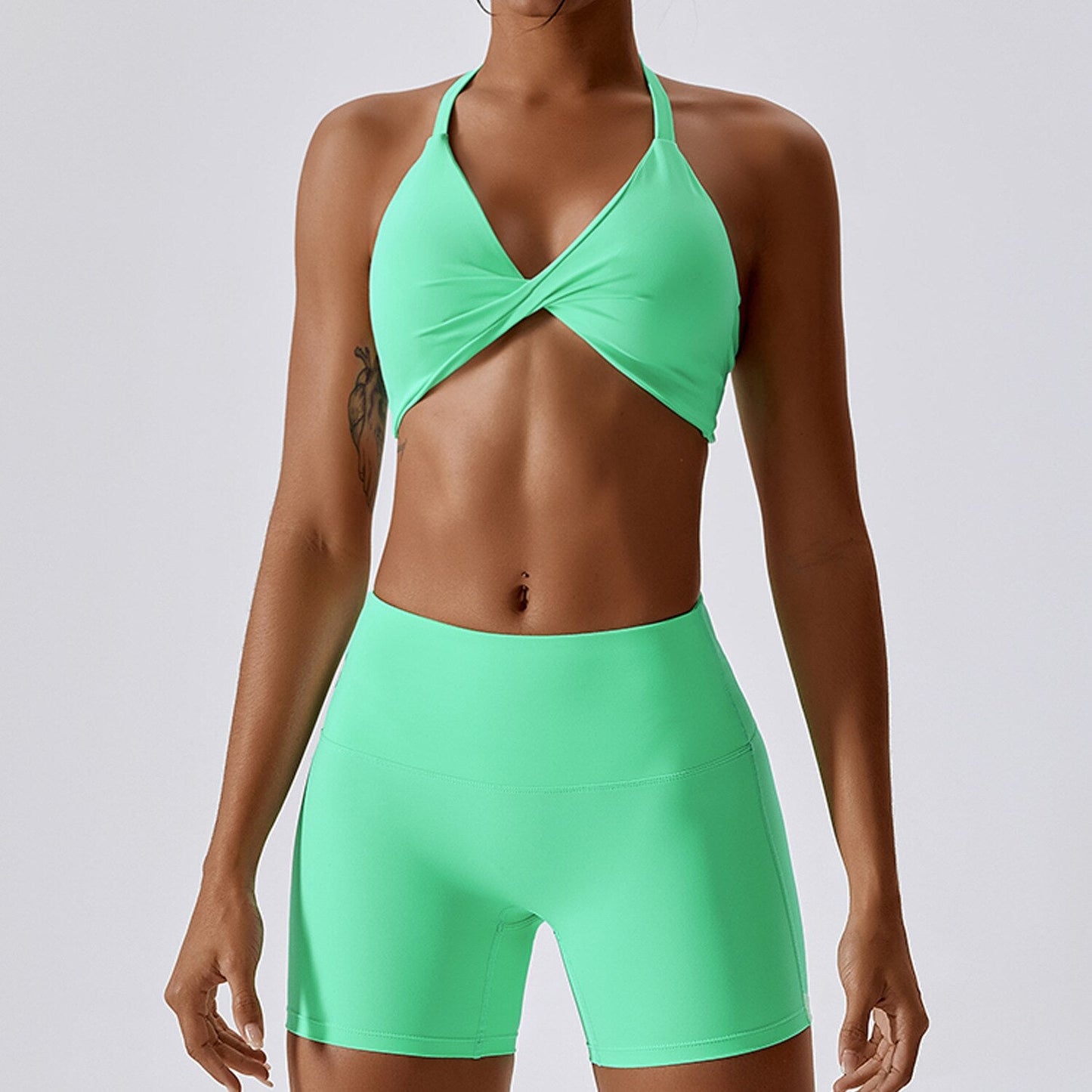 Conjunto de yoga sin costuras de 2 piezas para mujer, conjunto de entrenamiento, ropa deportiva femenina, top, sujetador deportivo, leggings, ropa activa de gimnasio para mujer