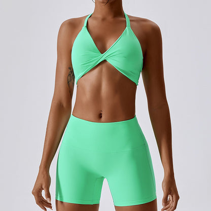 Conjunto de yoga sin costuras de 2 piezas para mujer, conjunto de entrenamiento, ropa deportiva femenina, top, sujetador deportivo, leggings, ropa activa de gimnasio para mujer