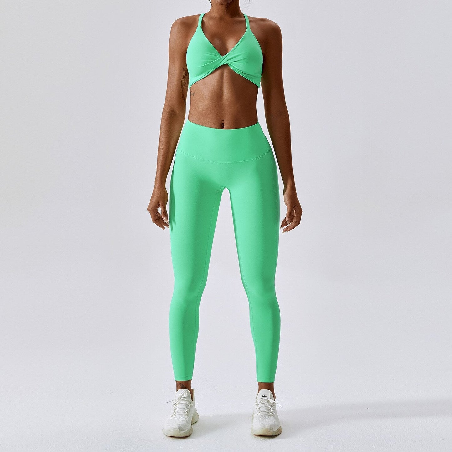 Conjunto de yoga sin costuras de 2 piezas para mujer, conjunto de entrenamiento, ropa deportiva femenina, top, sujetador deportivo, leggings, ropa activa de gimnasio para mujer