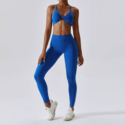 Conjunto de yoga sin costuras de 2 piezas para mujer, conjunto de entrenamiento, ropa deportiva femenina, top, sujetador deportivo, leggings, ropa activa de gimnasio para mujer