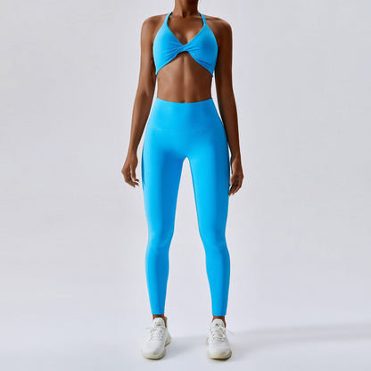 Conjunto de yoga sin costuras de 2 piezas para mujer, conjunto de entrenamiento, ropa deportiva femenina, top, sujetador deportivo, leggings, ropa activa de gimnasio para mujer
