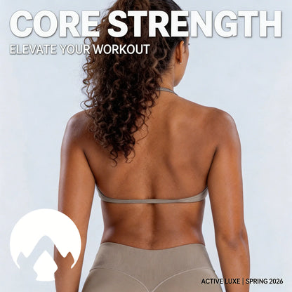 Seamless Nylon Halter Yoga Bra Women Backless High Support Workout Sports Bra Breathable Stretch Fitness Activewear Intimate Top