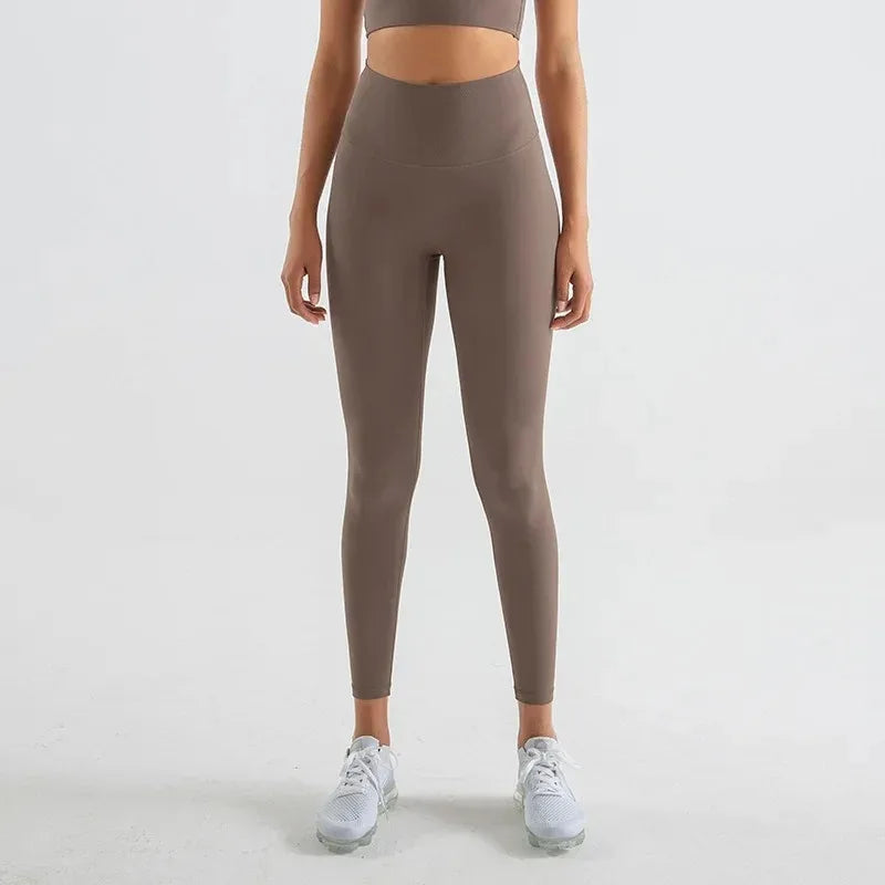 Pantalones de yoga de licra, leggings de gimnasio para mujer, mallas suaves de fitness, cintura alta elástica, transpirables, sin línea en T, pantalones deportivos