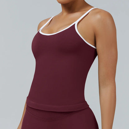 Women's Seamless Backless Color Block Slim Fit Yoga Tank Top, Workout Activewear for Gym Fitness Sports Daily Wear