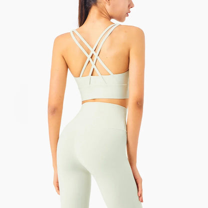 2025 NULS Women's Nude-Feel Crossback Sports Bra – Shock-Absorbing Yoga Vest – Fitness Top for Yoga & Active Workouts