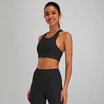 Conjunto de sujetador deportivo y leggings de yoga de cintura alta para exteriores - Pantalones cortos de gimnasio de control de abdomen para mujer, ropa de entrenamiento, fitness, correr