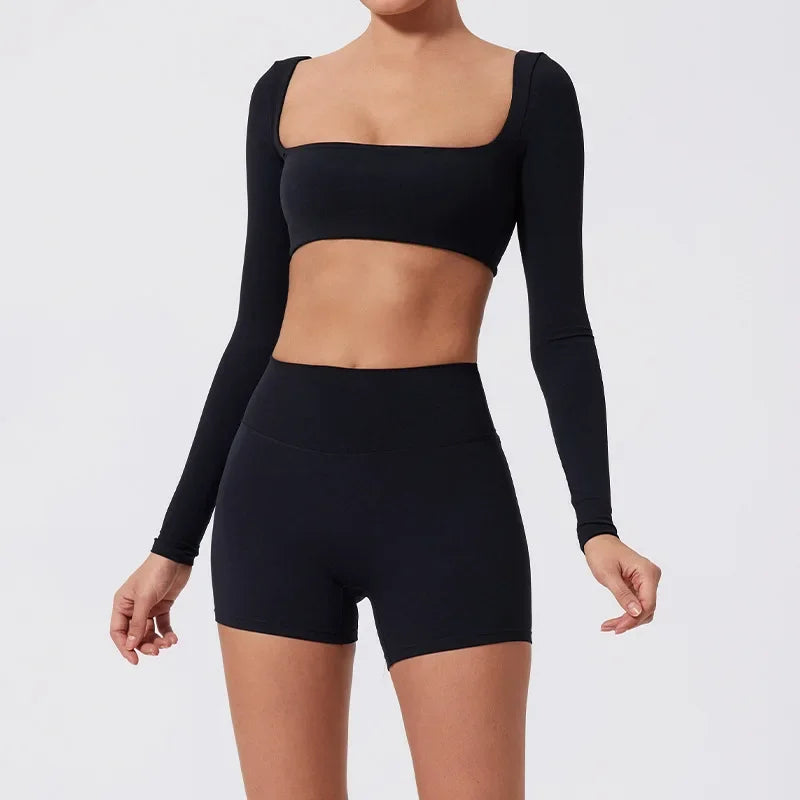 Conjunto de 2 piezas de yoga y running cepillado para mujer, sujetador deportivo y leggings para gimnasio, fitness al aire libre, traje de entrenamiento elástico y transpirable