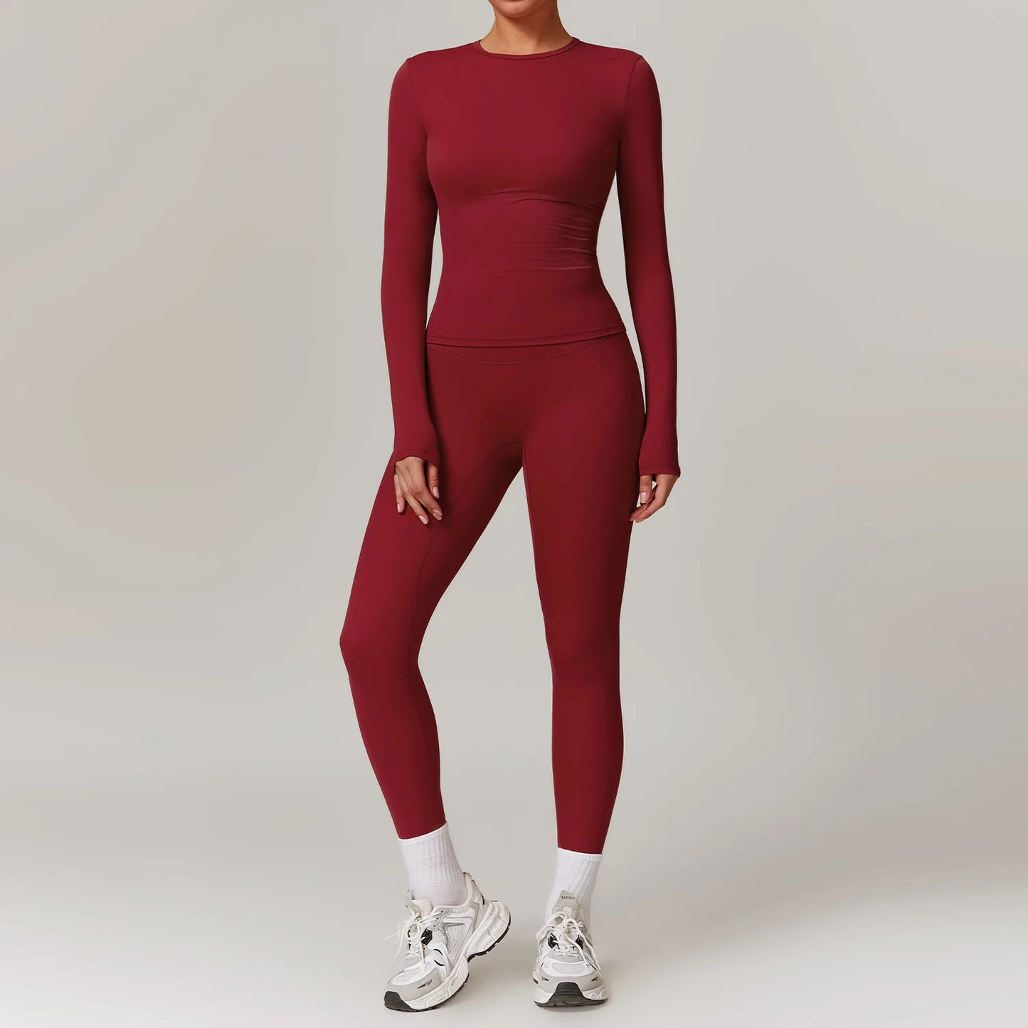 Women's Tight Yoga Tracksuit Workout Activewear 2 Piece Set for Winter Outdoor Running Athletic Sports Suit for Women