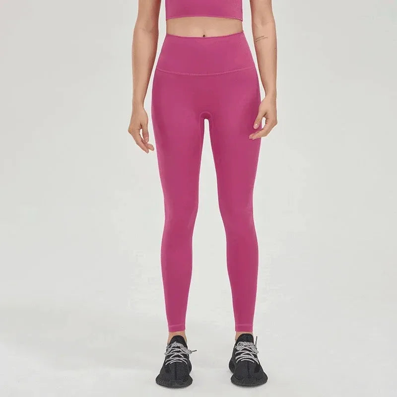 Pantalones de yoga de licra, leggings de gimnasio para mujer, mallas suaves de fitness, cintura alta elástica, transpirables, sin línea en T, pantalones deportivos