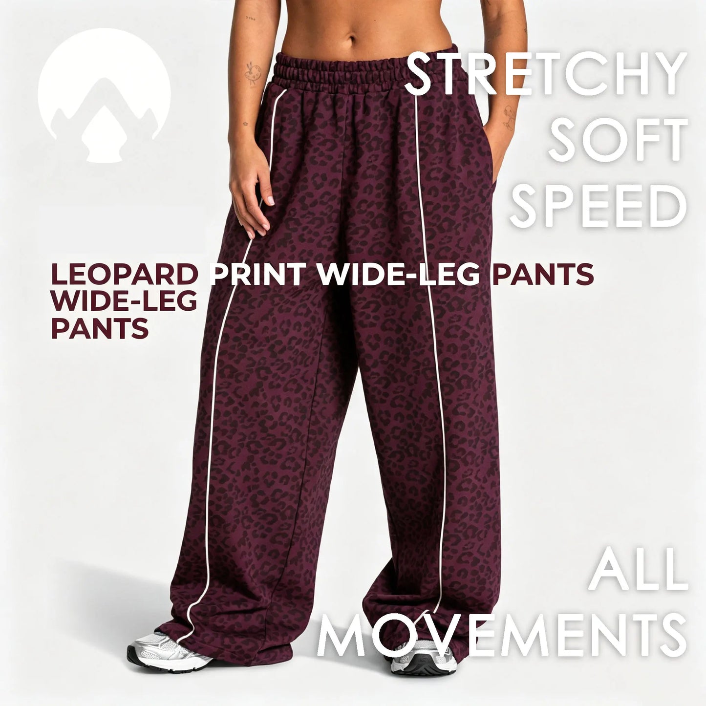 Women's Loose Leopard Print Athletic Pants, Wide Leg Trousers, Outdoor Running Jogging Yoga Sweatpants Sports Fitness Activities