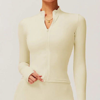 Chaqueta de gimnasio con bolsillos con cremallera, ropa deportiva duradera, ligera para mujer, chaqueta de running transpirable, abrigo de gimnasio para entrenamiento