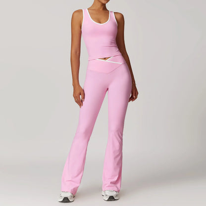 Conjunto de yoga para mujer de 2 piezas - Leggings de cintura alta y sujetador deportivo, conjuntos de entrenamiento para fitness, chándal de gimnasio, ropa deportiva atlética