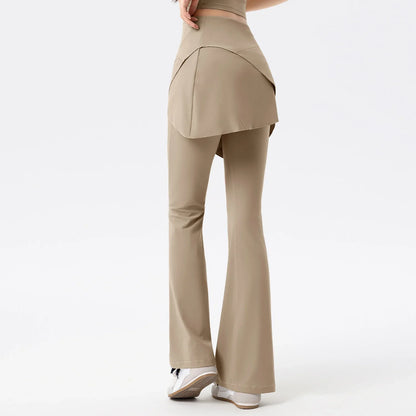 Yoga Pants for Women with High Waist Anti-exposure Fake Two-piece Hip Lifting Exercise Pants for Belly-tight Wide-leg Leggings