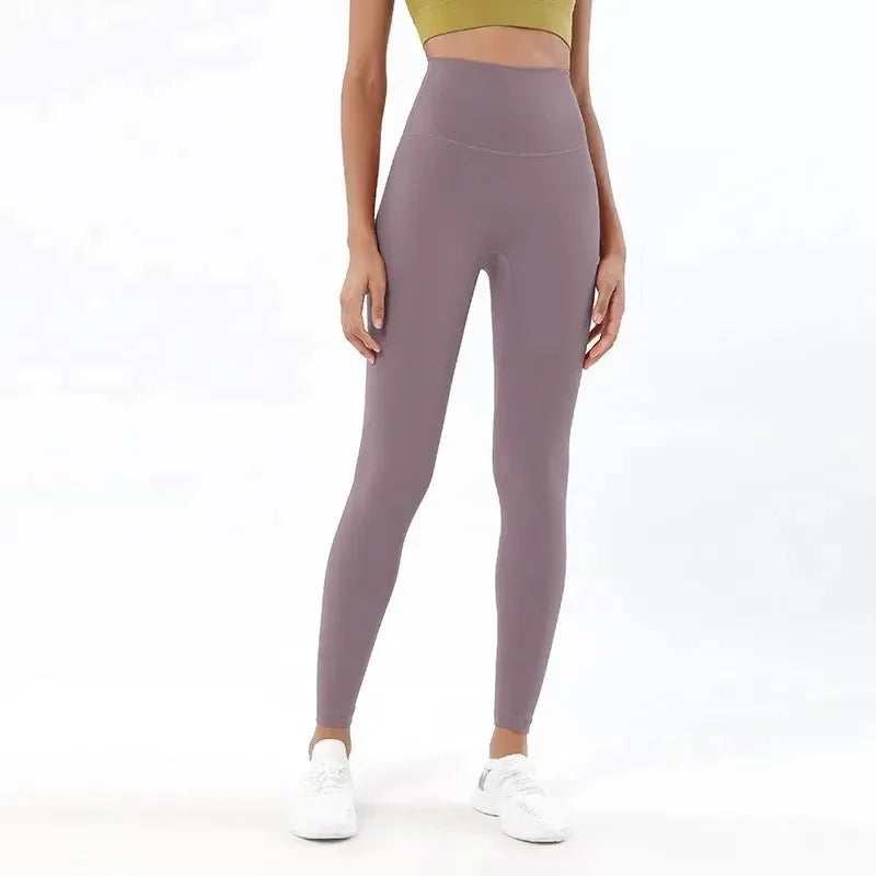Pantalones de yoga de licra, leggings de gimnasio para mujer, mallas suaves de fitness, cintura alta elástica, transpirables, sin línea en T, pantalones deportivos