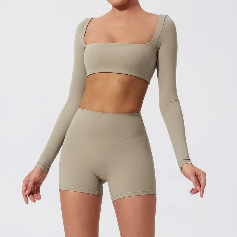 Conjunto de 2 piezas de yoga y running cepillado para mujer, sujetador deportivo y leggings para gimnasio, fitness al aire libre, traje de entrenamiento elástico y transpirable