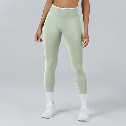 Pantalones ceñidos de punto sin costuras de talle alto con realce de cadera, leggings elásticos para yoga, correr, gimnasio al aire libre, mallas de ejercicio