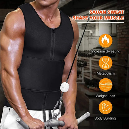 Chaleco Adelgazante de Neopreno para Hombre - Entrenador de Cintura de Alta Intensidad con Soporte Abdominal para Gimnasio y Modelado Corporal