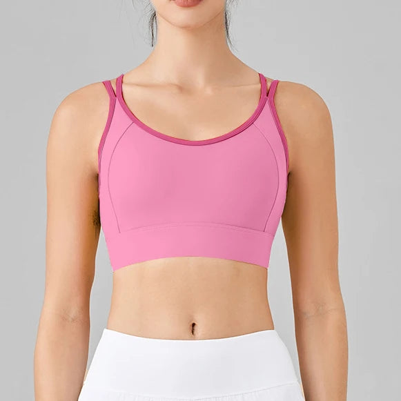 Women's High Support Sports Bra Integrated Fixed Shockproof Fitness Bra Running Yoga Workout Slim Back Yoga Tank Top Activewear