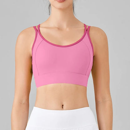 Women's High Support Sports Bra Integrated Fixed Shockproof Fitness Bra Running Yoga Workout Slim Back Yoga Tank Top Activewear