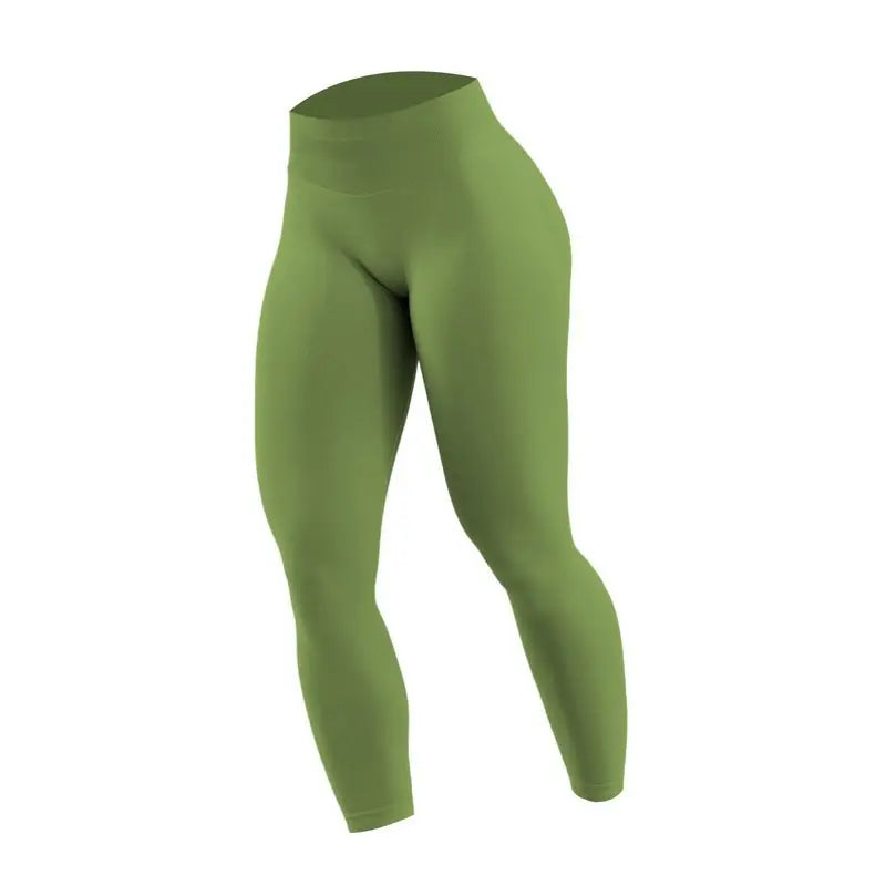 Women's Seamless Running Tights Matte Ribbed Yoga Pants High Stretch Sports Leggings for Workout Fitness Jogging Active Wear
