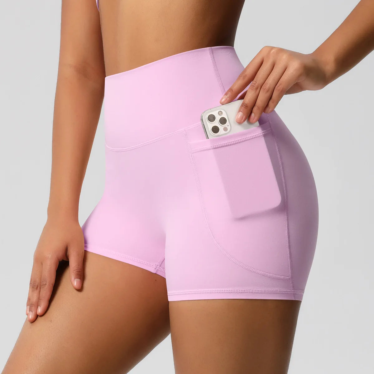 Nude Brushed Yoga Three-Piece Set – Long-Sleeved Sports Jacket, Casual Pocket Shorts & Hip-Lifting Design, for Running Fitness