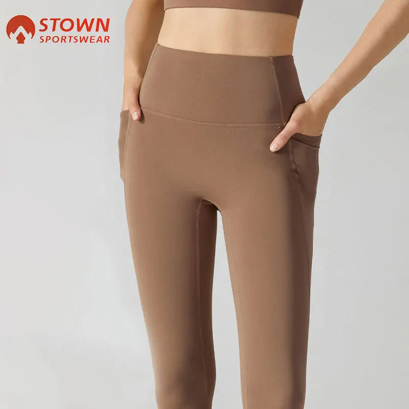 Mallas de yoga de forro polar Stown Sportswear con bolsillos laterales, alta elasticidad, leggings de gimnasio de invierno 2022, deportivos para mujer, fitness, push up
