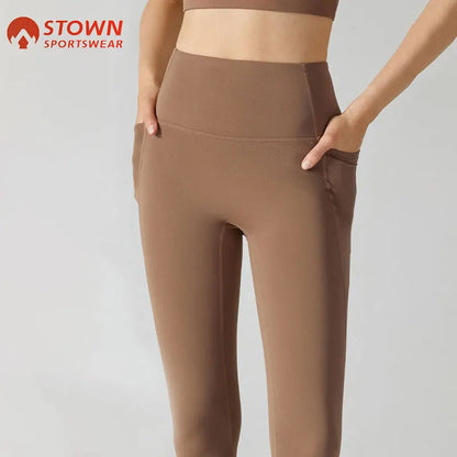 Mallas de yoga de forro polar Stown Sportswear con bolsillos laterales, alta elasticidad, leggings de gimnasio de invierno 2022, deportivos para mujer, fitness, push up