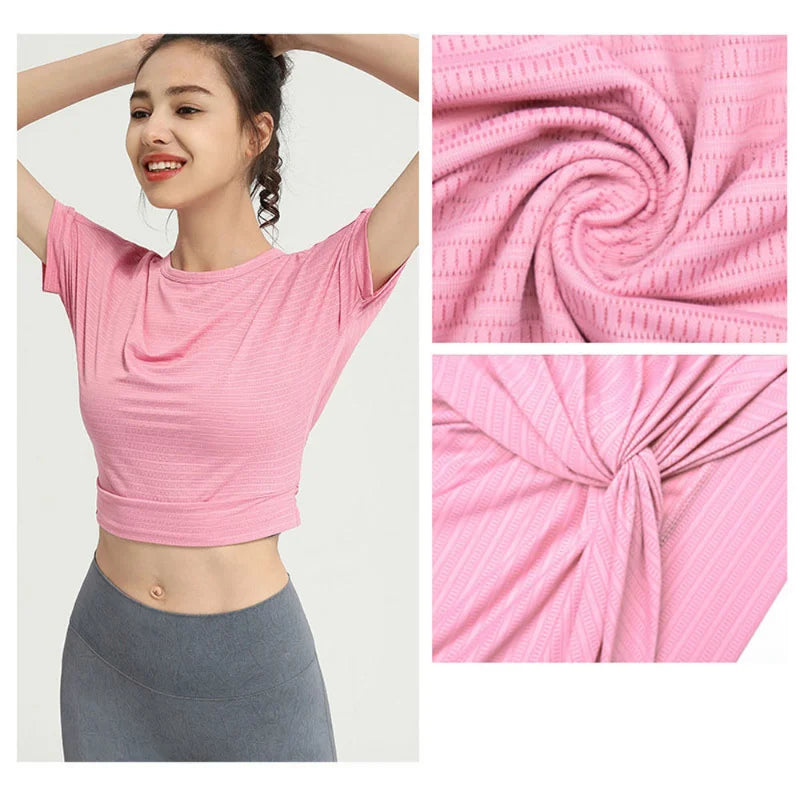 Camiseta de yoga para mujer, sin espalda, sexy, corta, top de gimnasio, ropa deportiva, camiseta de correr, entrenamiento, camisetas sin mangas deportivas holgadas, chaleco de corredor