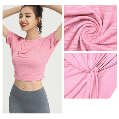 Camiseta de yoga para mujer, sin espalda, sexy, corta, top de gimnasio, ropa deportiva, camiseta de correr, entrenamiento, camisetas sin mangas deportivas holgadas, chaleco de corredor